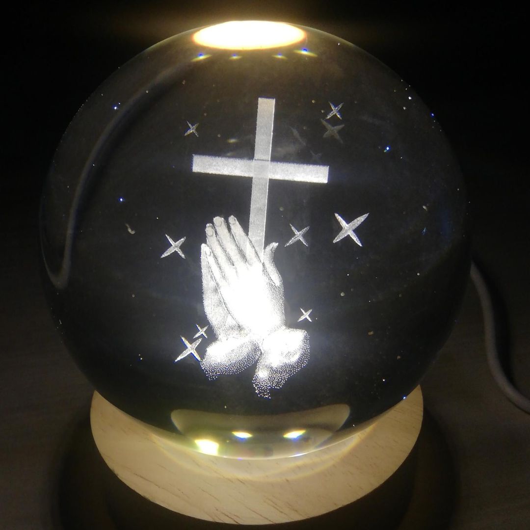 Miniatura 2 de Esfera de cristal 3D - Manos